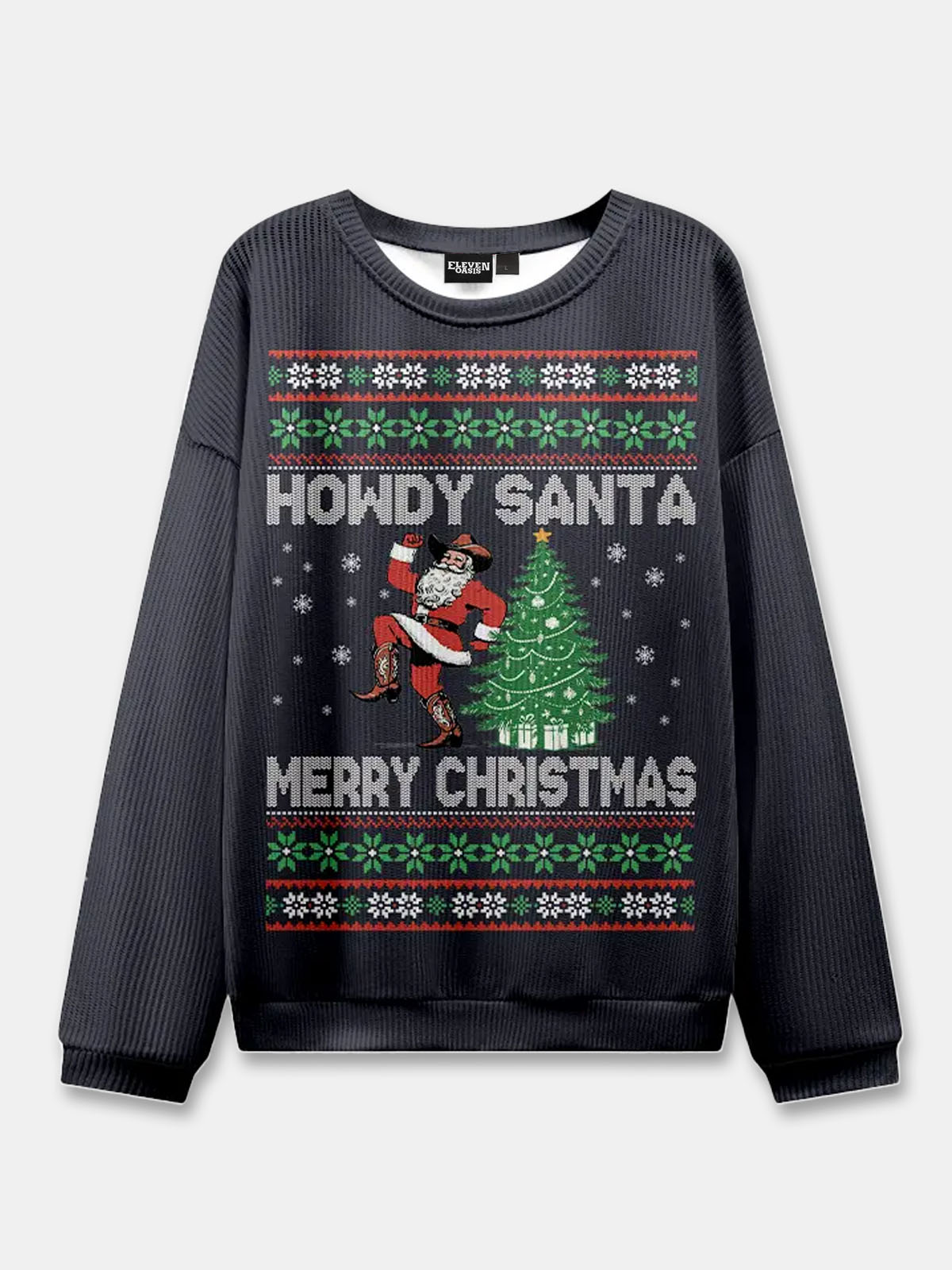 Ugly Christmas Cowboy Cat Meowdy Sweater Eleven Oasis