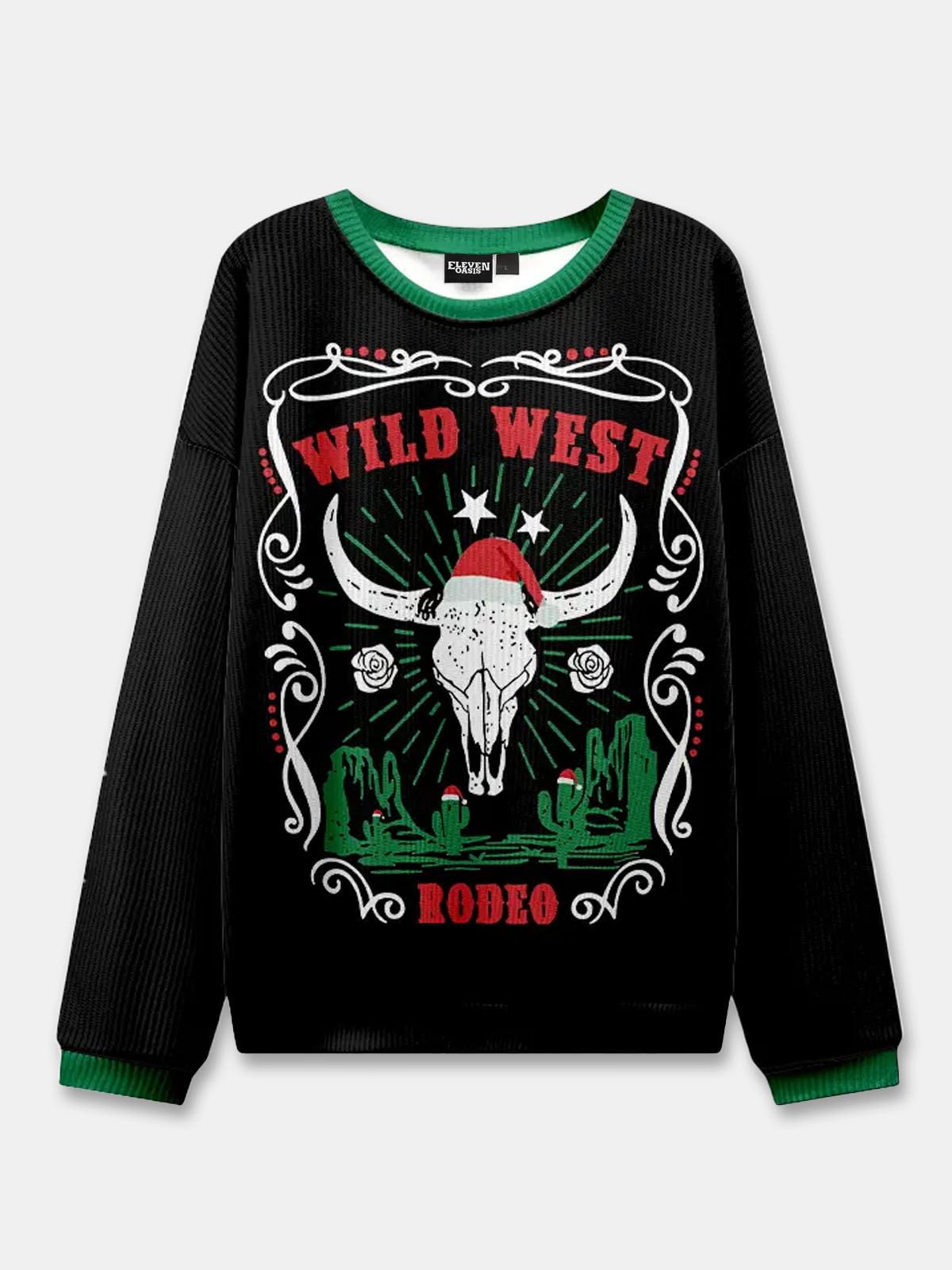 Ugly Christmas Cowboy Cat Meowdy Sweater Eleven Oasis
