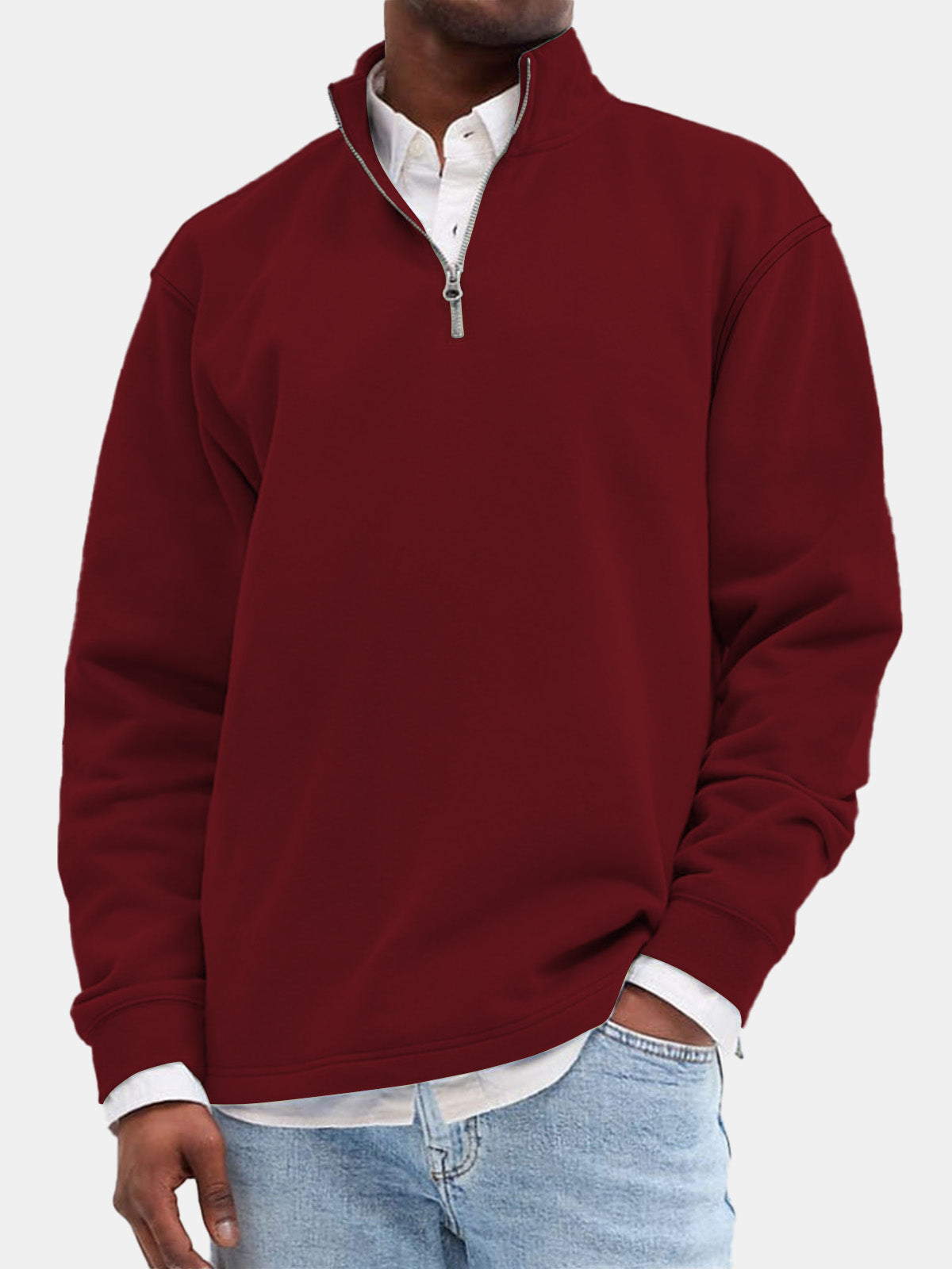 Men's Quarter-Zip Cotton Blend Sweatshirt ElevenOasis