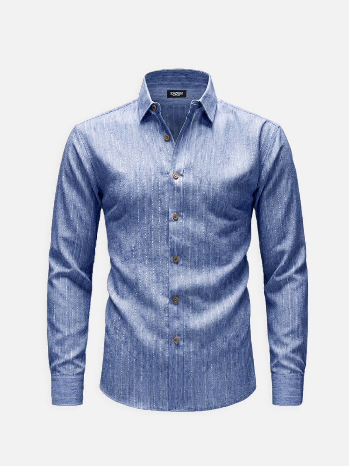 Men's Subtle Sheen Striped Long Sleeve Shirt ElevenOasis