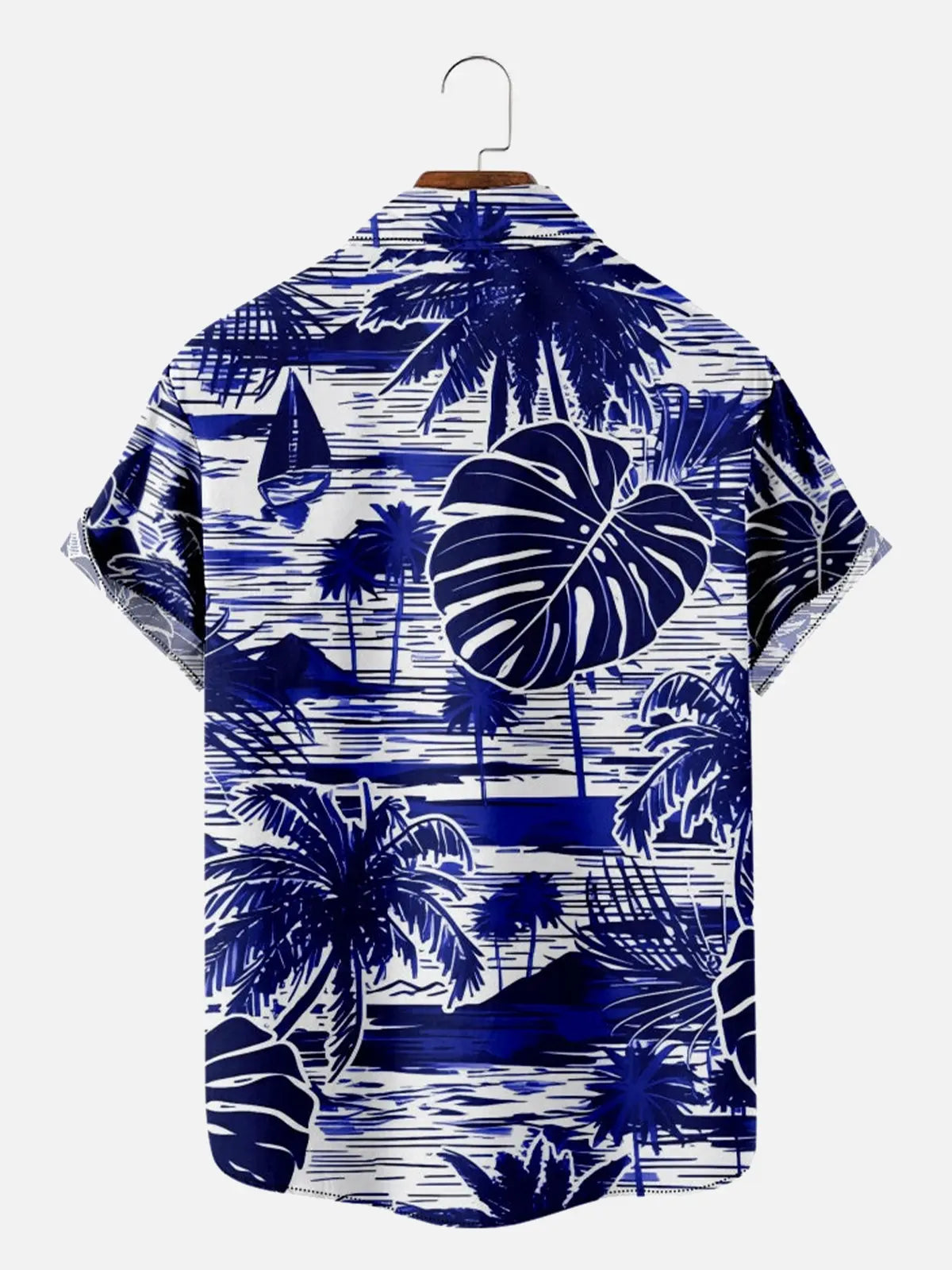 Men's Island Holiday Palm Tree Leaf Print Vacation Short Sleeve Shirt ElevenOasis