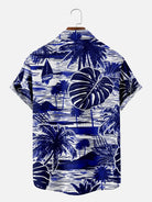 Men's Island Holiday Palm Tree Leaf Print Vacation Short Sleeve Shirt ElevenOasis
