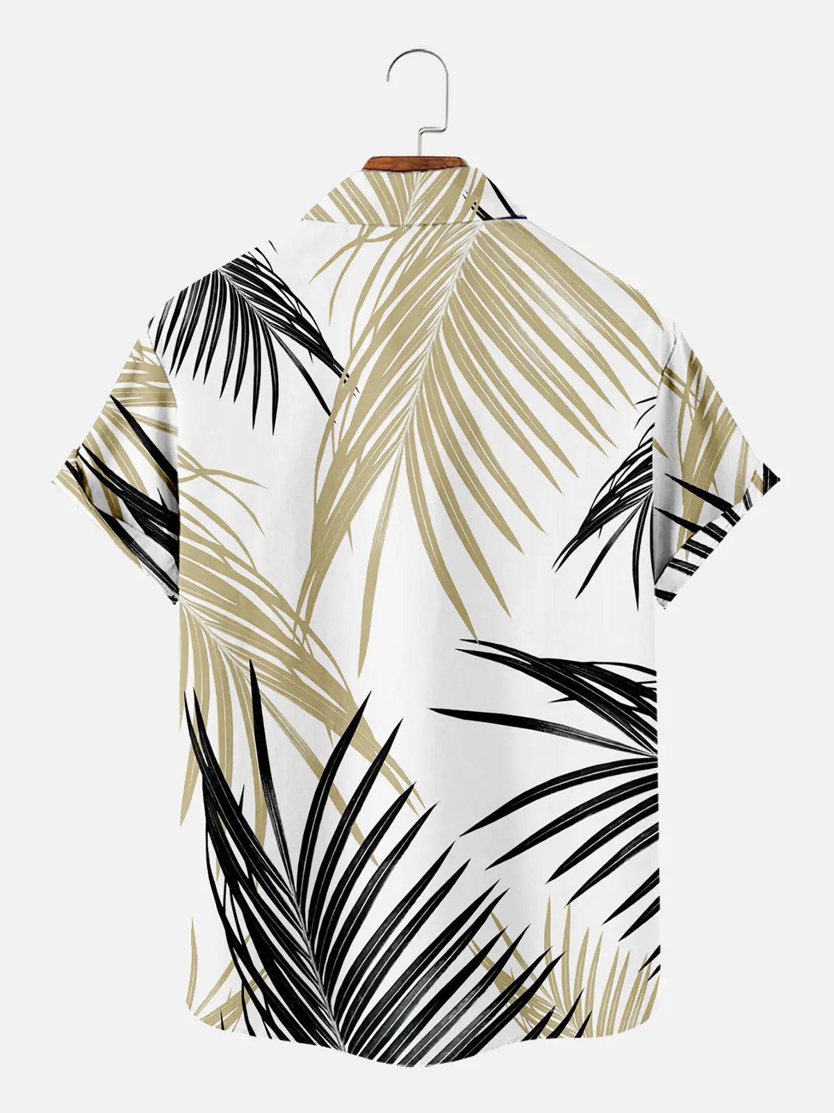 Men's Leaf Print Moisture Wicking Fabric Trendy Lapel Short Sleeve Shirt ElevenOasis