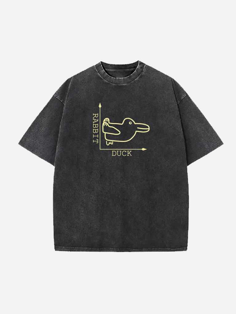Men's Easter Cotton Round Neck Short Sleeve T-Shirt Duck vs Rabbit Math Coordinates Eleven Oasis