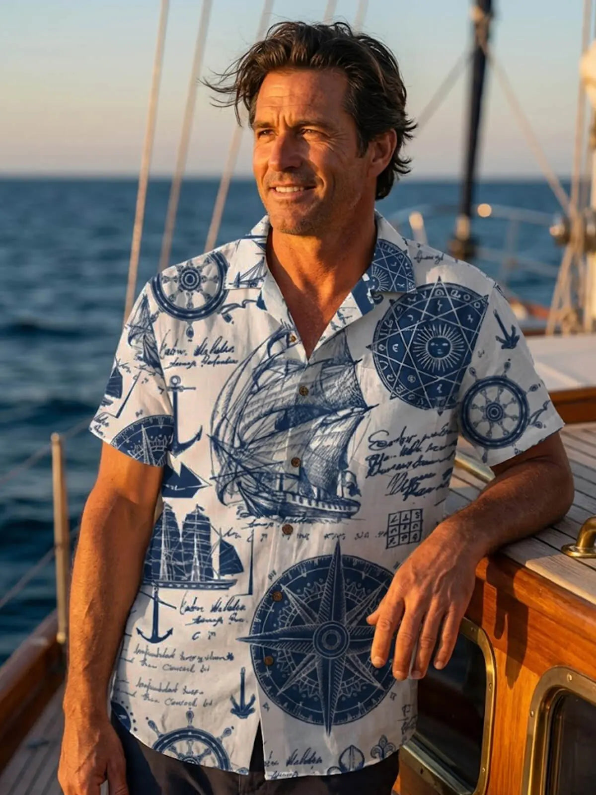 Tall Men's Nautical Explorer Short Sleeve Shirt Eleven Oasis