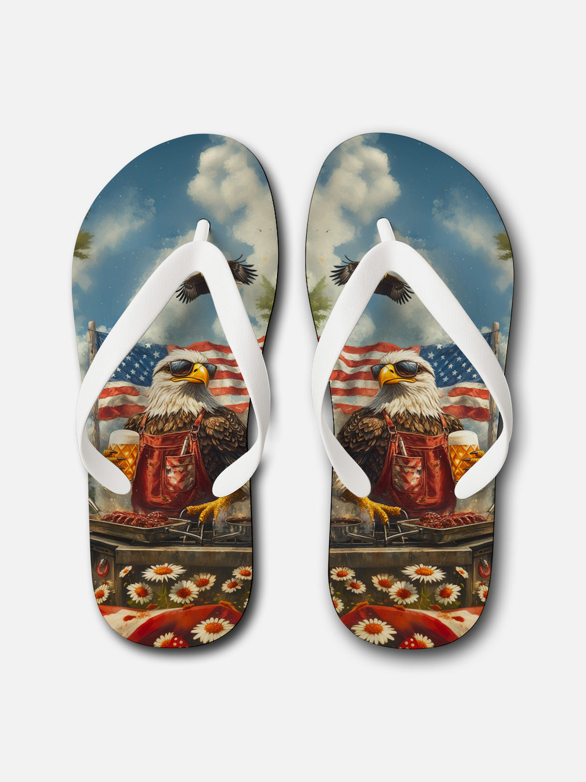 Men's BBQ Bald Eagle Flip Flops Eleven Oasis