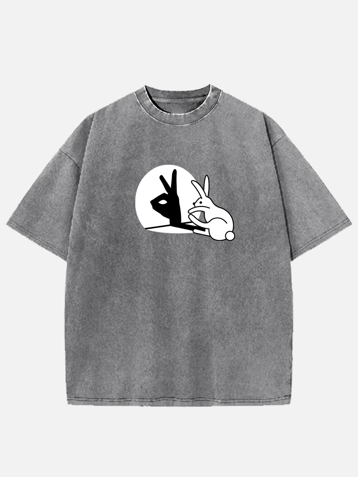 Men's Easter Cotton Round Neck Short Sleeve T-Shirt Funny Rabbit Hand Shadow Eleven Oasis