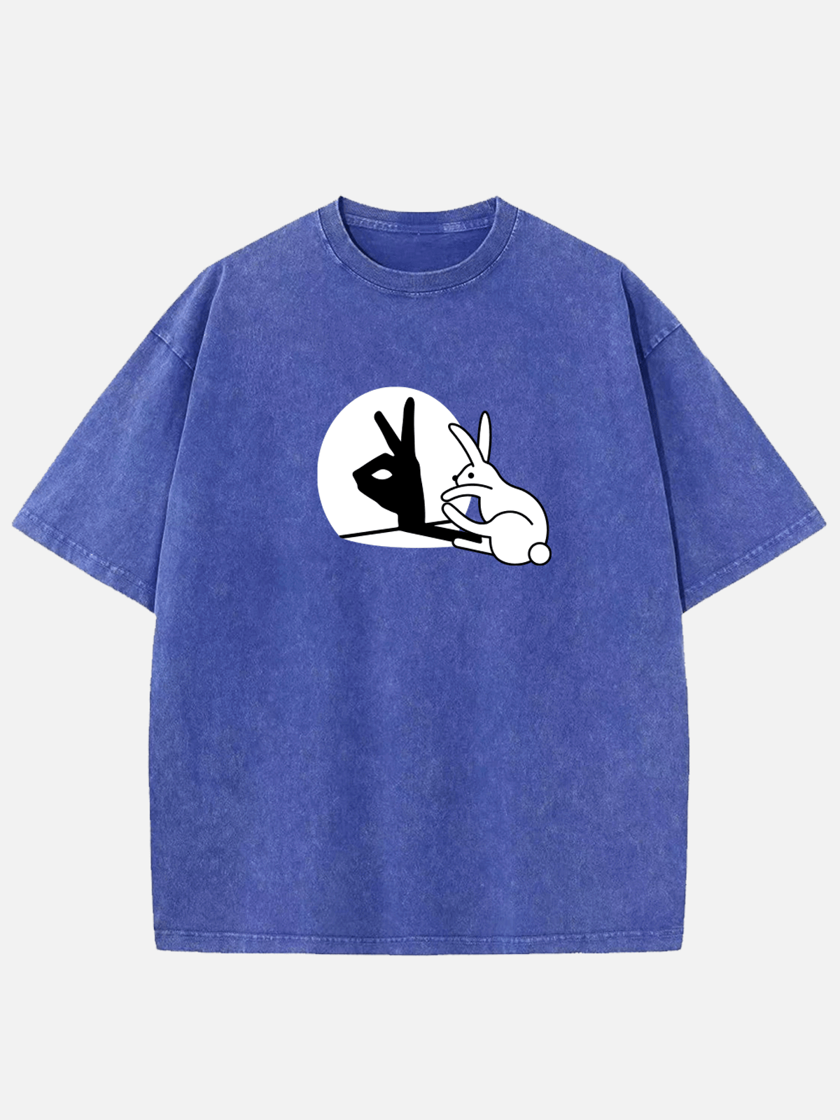 Men's Easter Cotton Round Neck Short Sleeve T-Shirt Funny Rabbit Hand Shadow Eleven Oasis