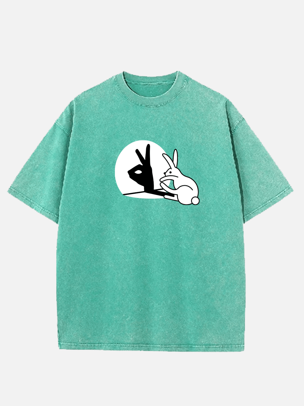 Men's Easter Cotton Round Neck Short Sleeve T-Shirt Funny Rabbit Hand Shadow Eleven Oasis