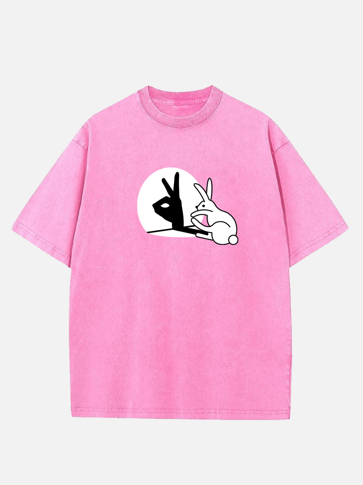 Men's Easter Cotton Round Neck Short Sleeve T-Shirt Funny Rabbit Hand Shadow Eleven Oasis