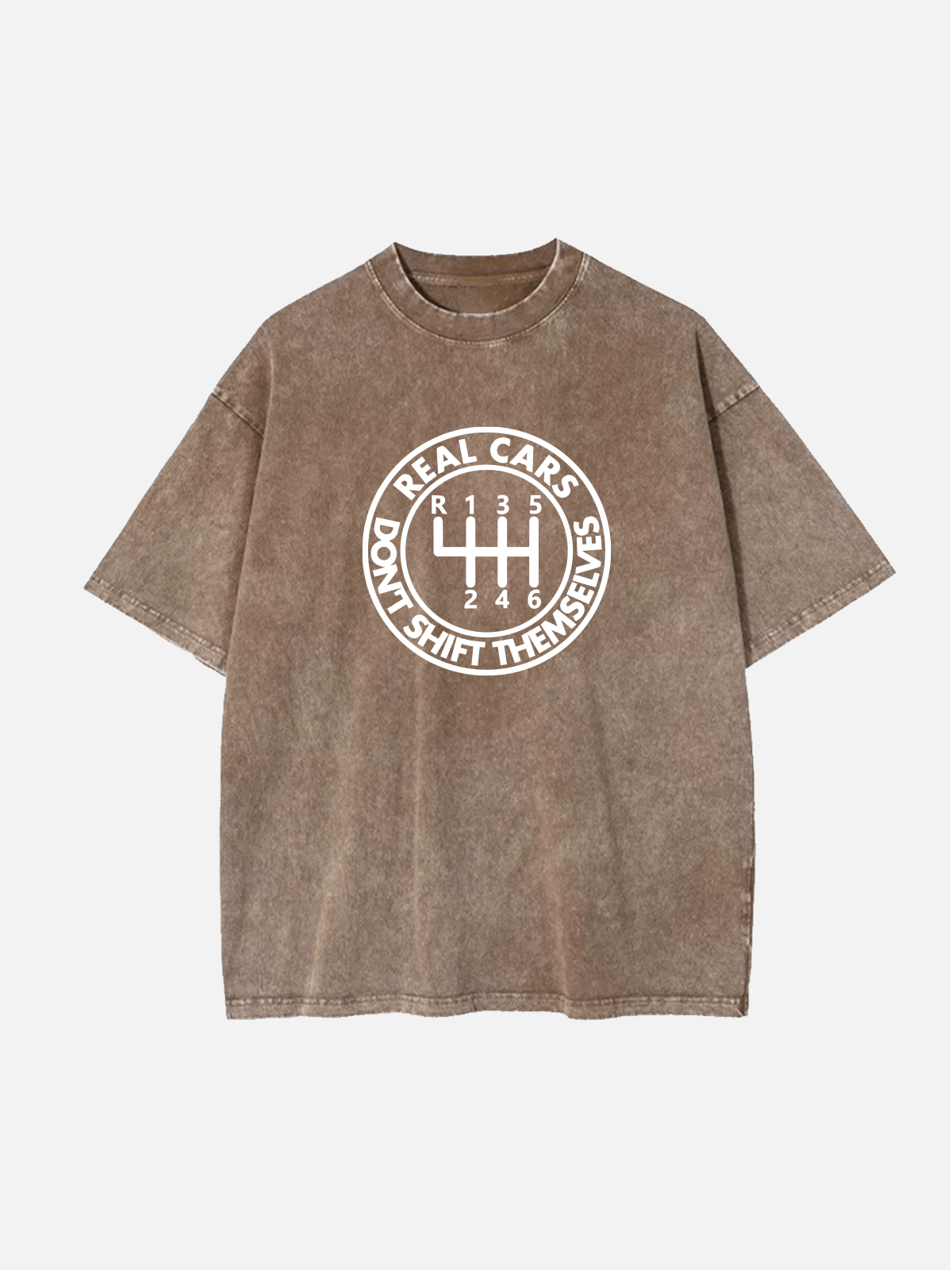Men's Slogan Design Cotton Round Neck Short Sleeve T-Shirt Real Cars Don’t Shift Themselves Eleven Oasis