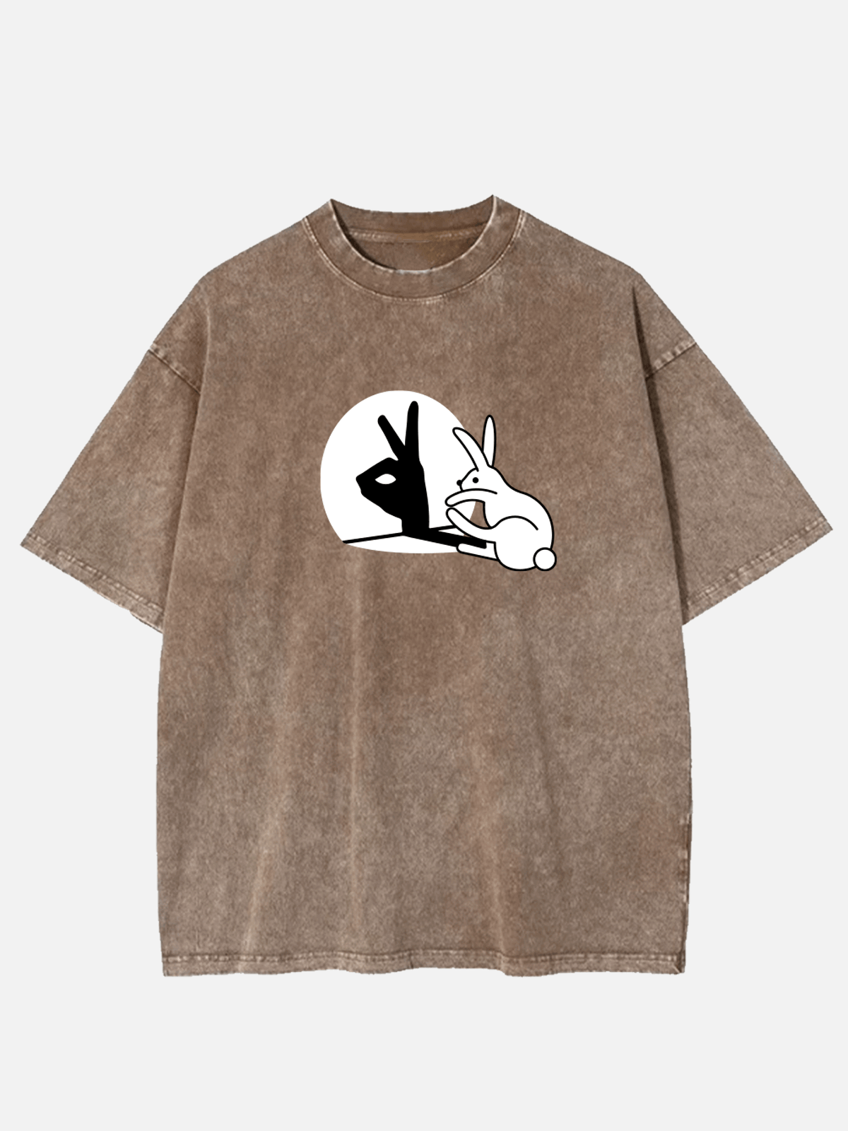 Men's Easter Cotton Round Neck Short Sleeve T-Shirt Funny Rabbit Hand Shadow Eleven Oasis