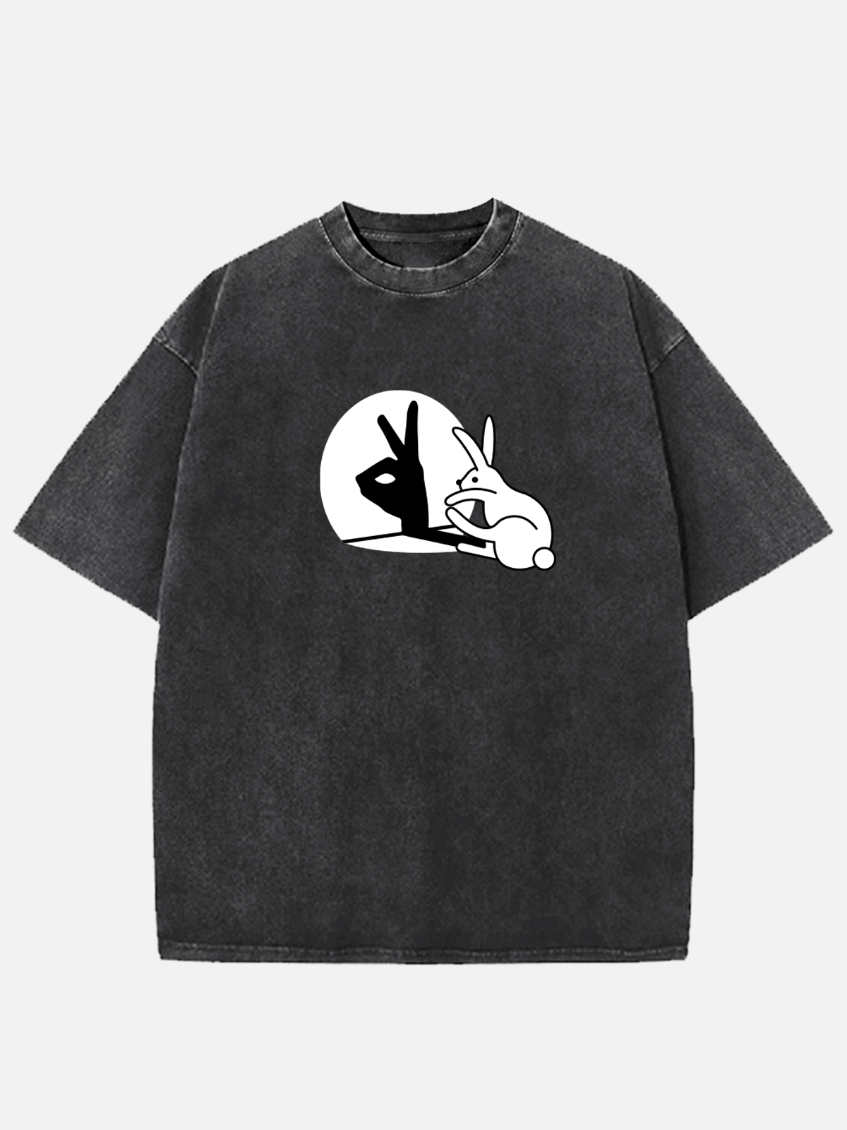 Men's Easter Cotton Round Neck Short Sleeve T-Shirt Funny Rabbit Hand Shadow Eleven Oasis