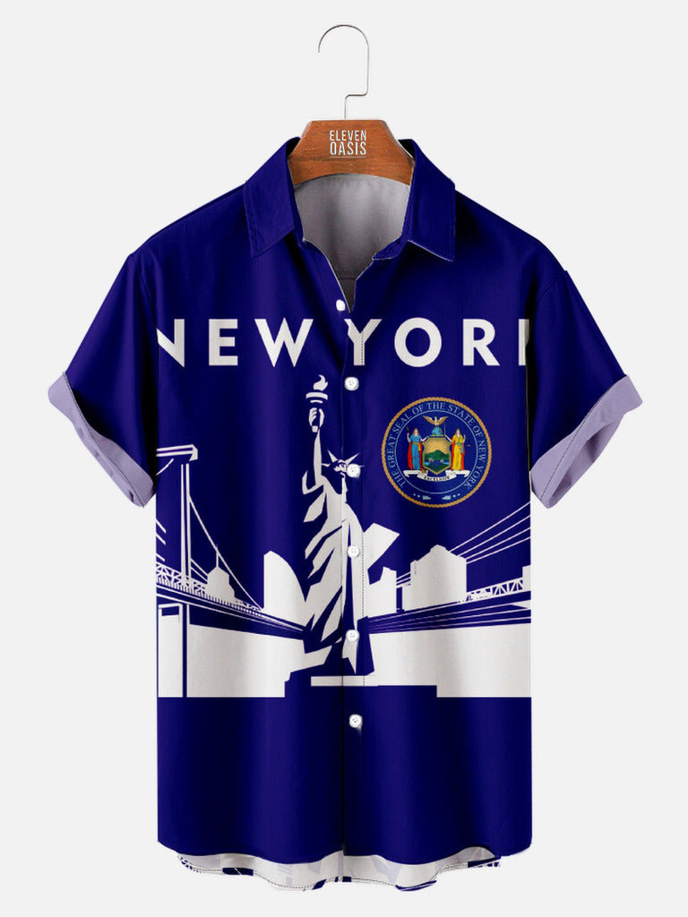 Men's New York State Statue of Liberty Short Sleeve ShirtMens short sleeve shirts Big and tall Mens shirts Short sleeve shirts for men Mens 4xl shirts Casual short sleeve shirts