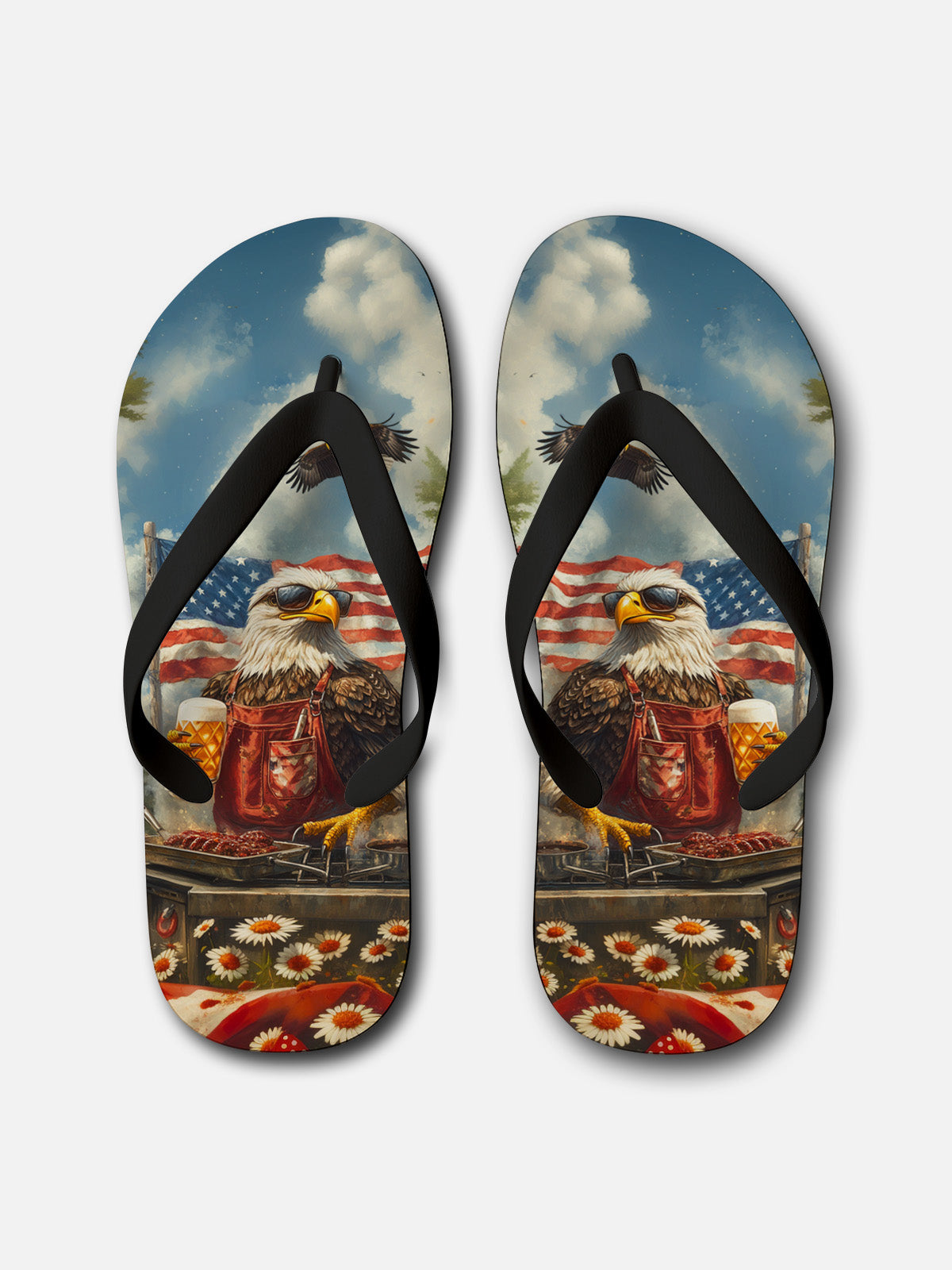 Men's BBQ Bald Eagle Flip Flops Eleven Oasis