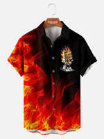 Car Flame Contrast Color Short Sleeve Shirt Eleven Oasis