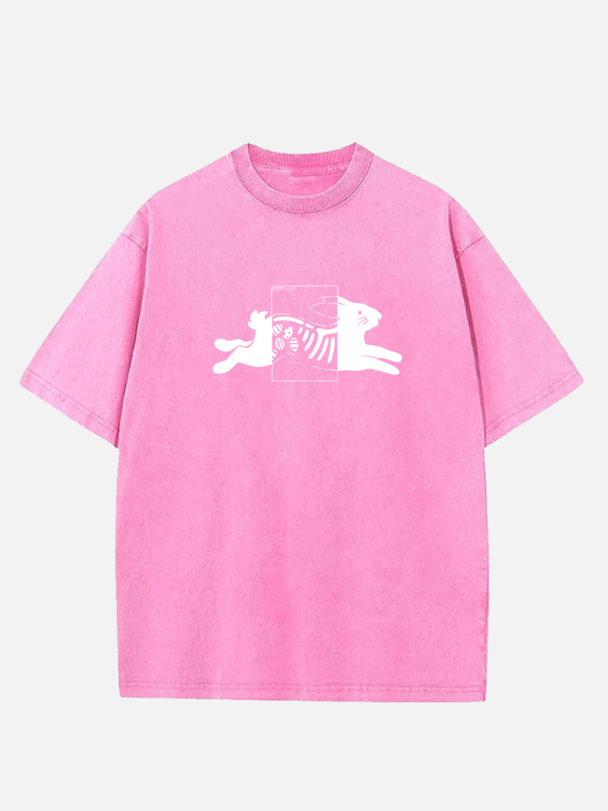 Men's Easter Cotton Round Neck Short Sleeve T-Shirt X-Ray Bunny Eleven Oasis