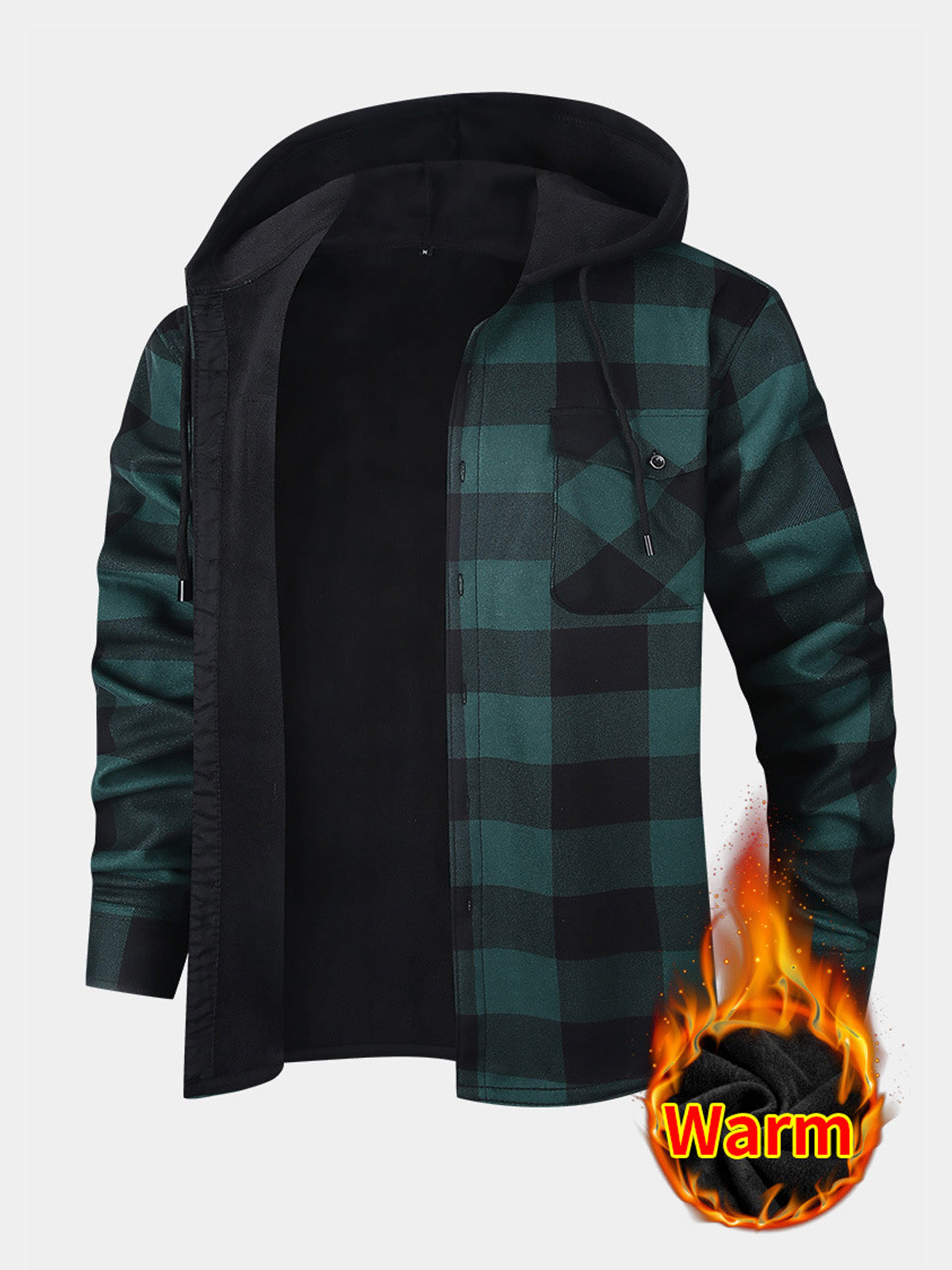Men's Hooded Fleece Lined Flannel Shirt Jacket Eleven Oasis