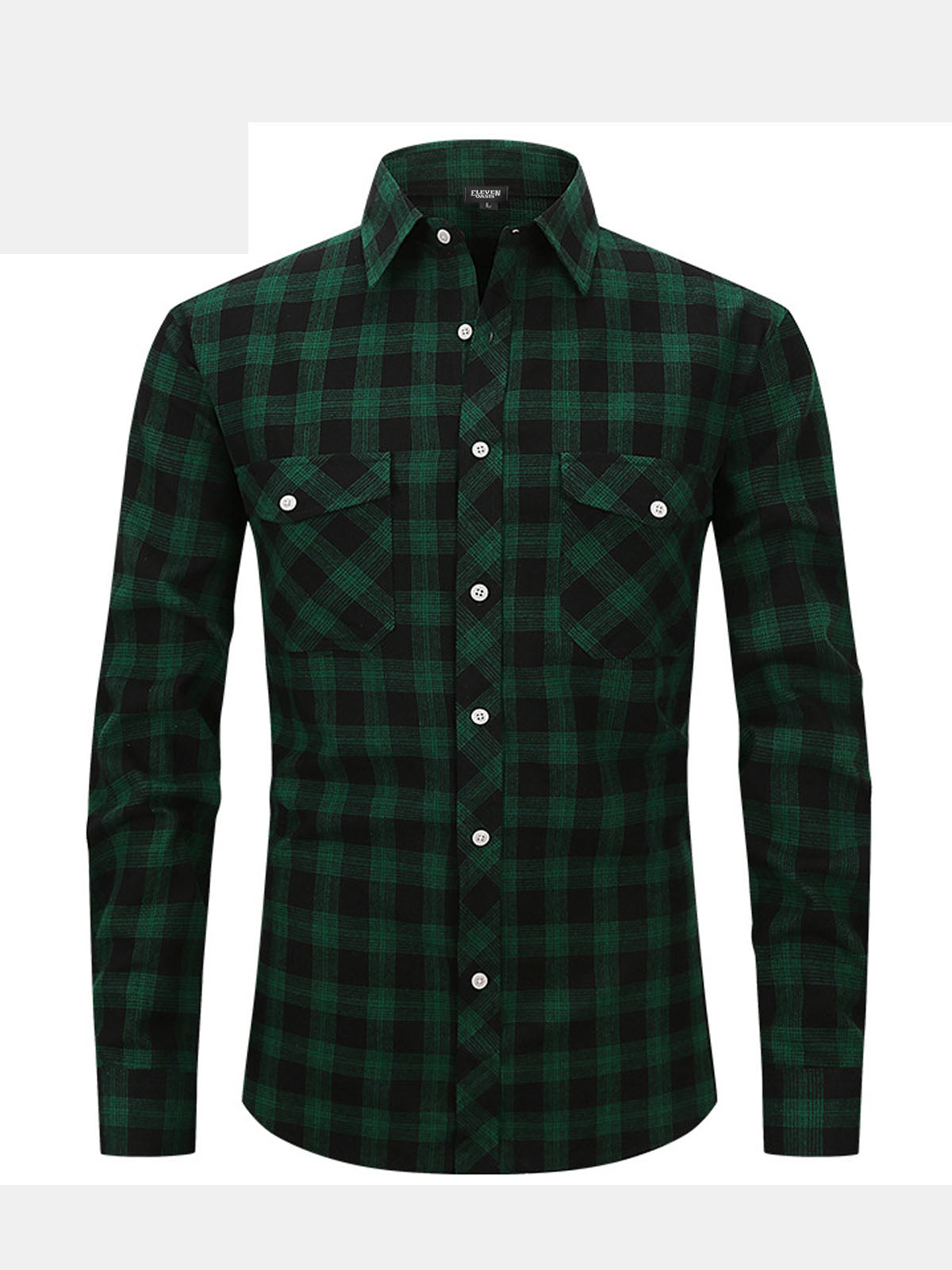 Men's Plaid Button-Down Long Sleeve Shirt Eleven Oasis