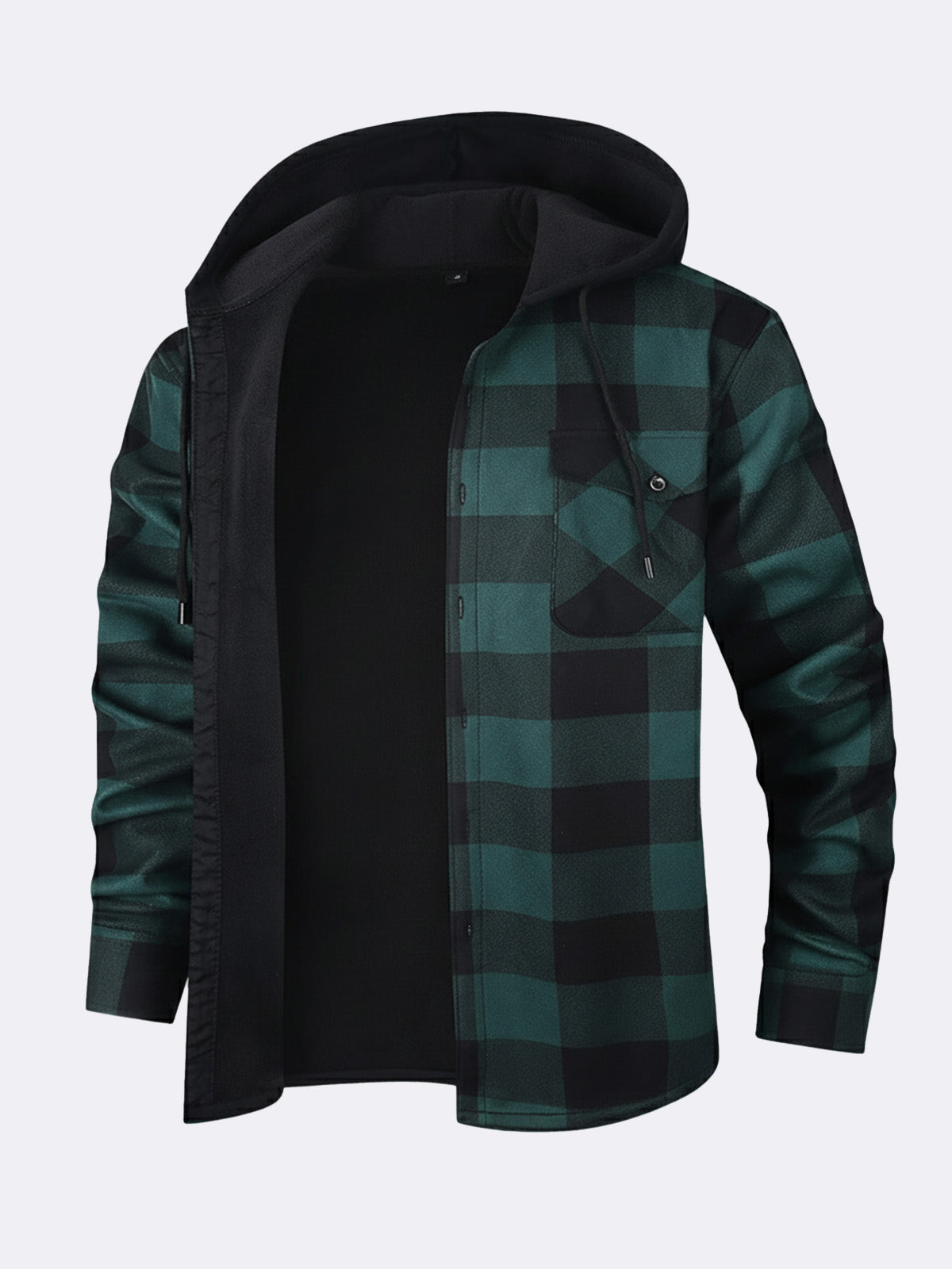 Men's Hooded Fleece Lined Flannel Shirt Jacket ElevenOasis