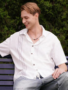 Men's Decorative Trim Panel Short Sleeve Shirt ElevenOasis