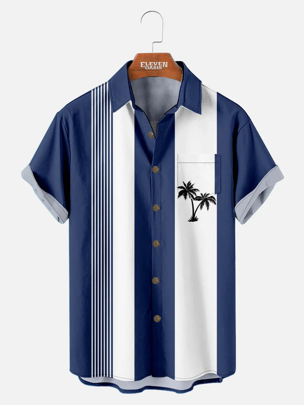 Men's Tropical Bowling Panel Hawaiian Short Sleeve Shirt Eleven Oasis