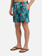 Men's Slim Fit Tropical Print Swim Trunks Eleven Oasis