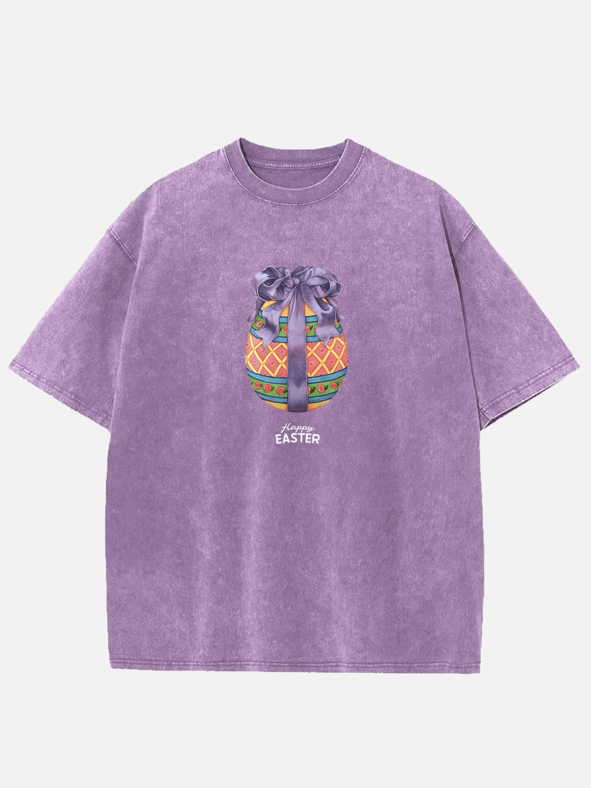 Men's Easter Cotton Round Neck Short Sleeve T-Shirt Easter Egg Ribbon Eleven Oasis