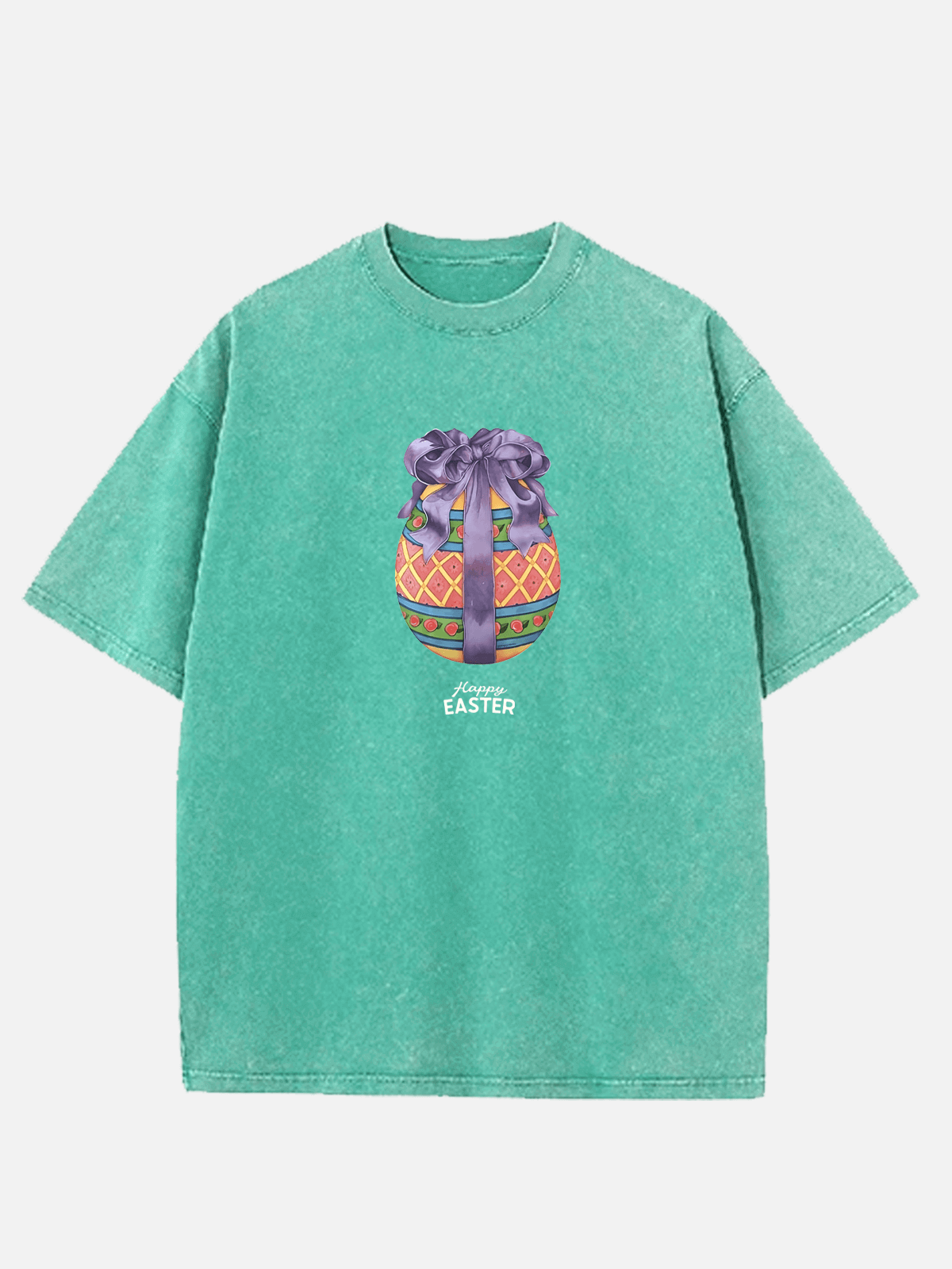 Men's Easter Cotton Round Neck Short Sleeve T-Shirt Easter Egg Ribbon Eleven Oasis