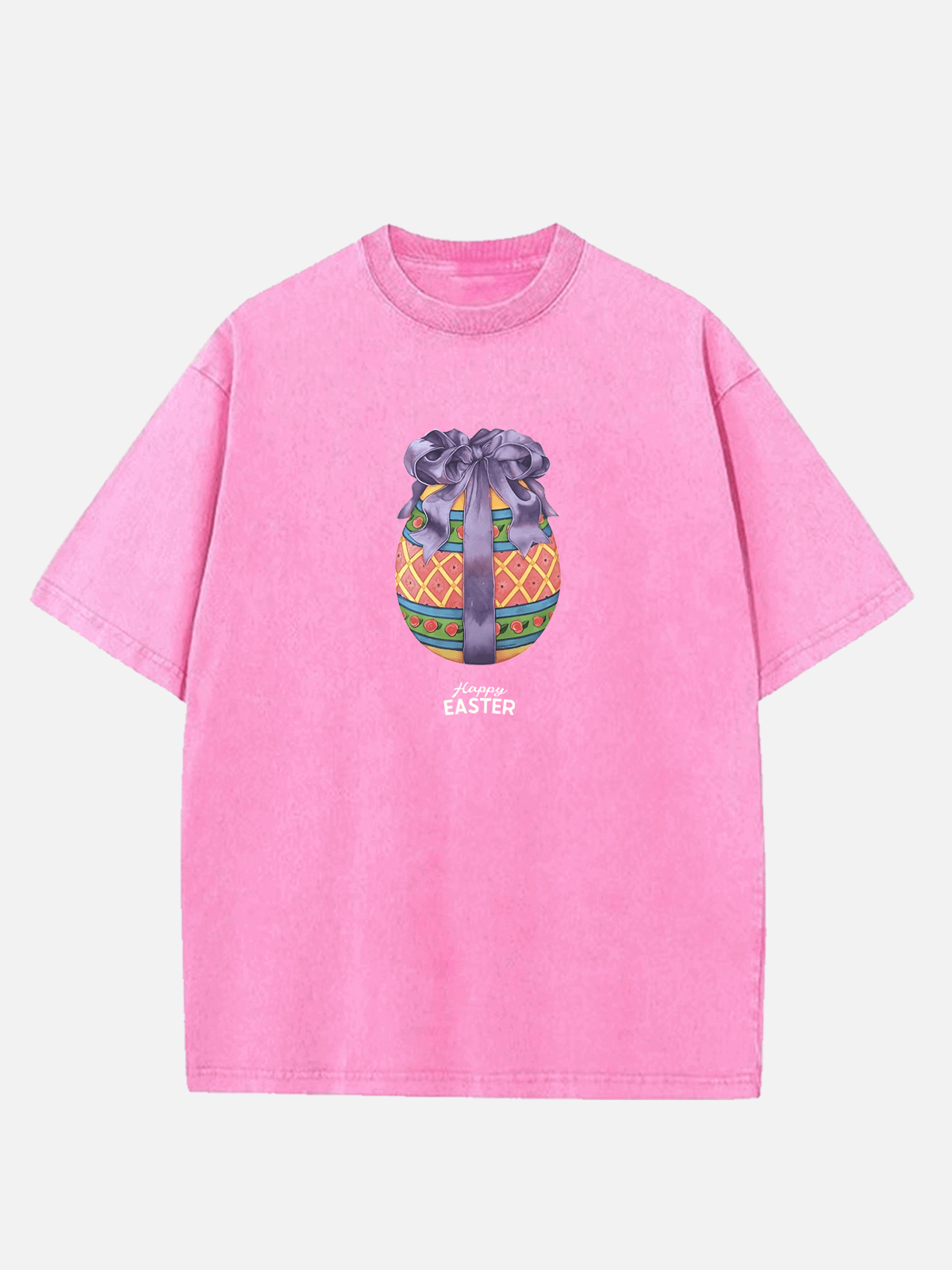 Men's Easter Cotton Round Neck Short Sleeve T-Shirt Easter Egg Ribbon Eleven Oasis