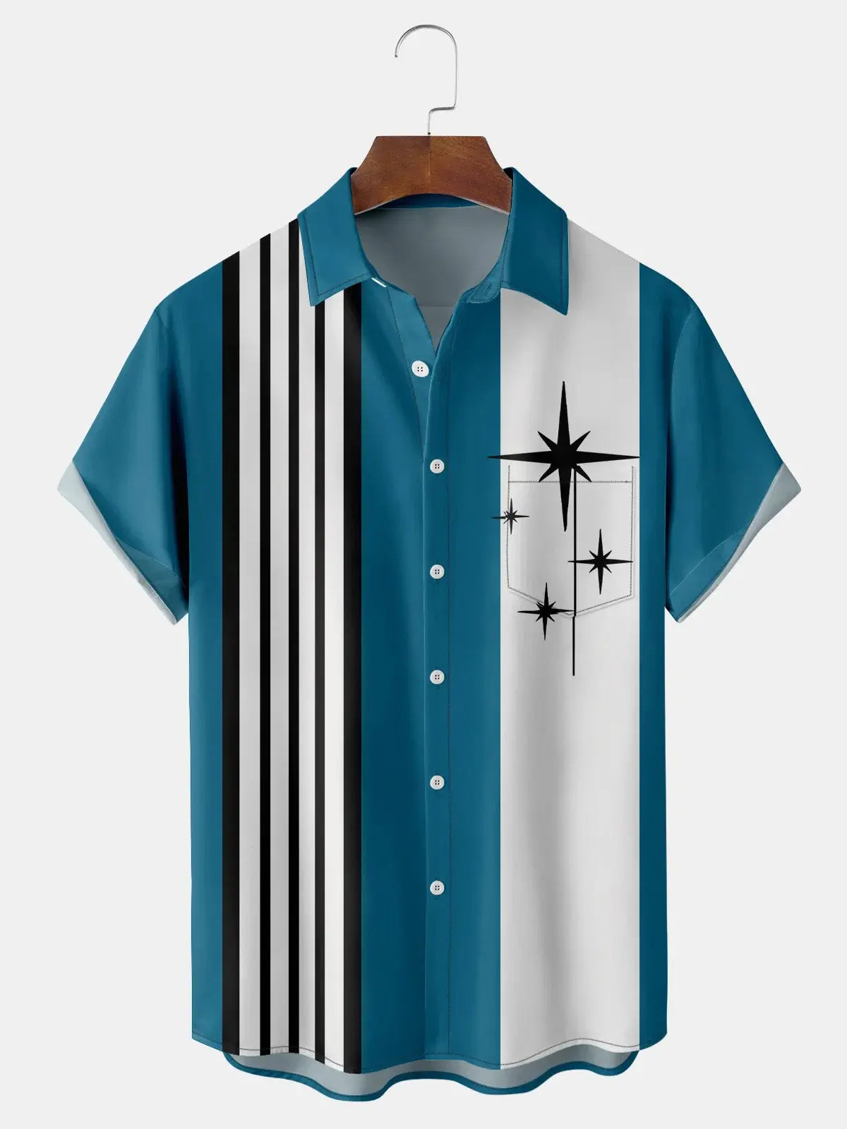Men's Striped with Stars Short Sleeve Casual ShirtMens short sleeve shirts Big and tall Mens shirts Short sleeve shirts for men Mens 4xl shirts Casual short sleeve shirts