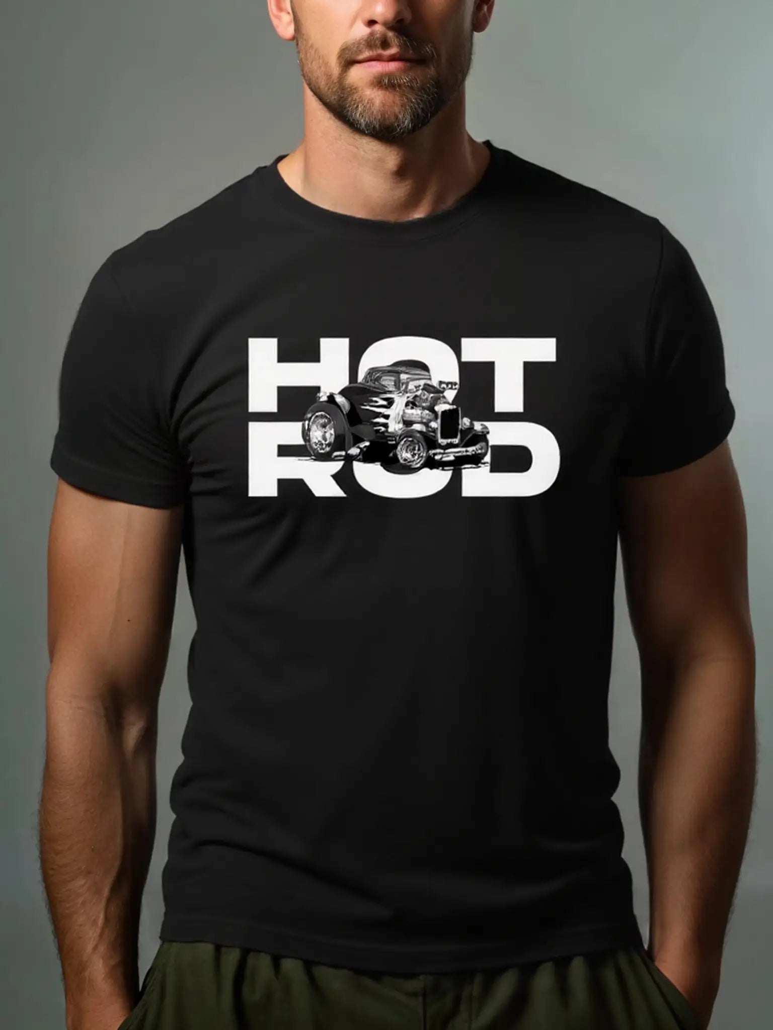 Men's Hot Rod Basic Cotton Round Neck Short Sleeve T-Shirt Car Enthusiast Eleven Oasis