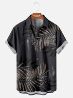 Men's Black Palm Sparkles Print Short Sleeve Shirt Eleven Oasis