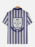 Men's Men Stripey Golf Club Short Sleeve Polo ShirtMens short sleeve shirts Big and tall Mens shirts Short sleeve shirts for men Mens 4xl shirts Casual short sleeve shirts