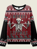 Merry Liftmas Skeleton Lifting Ugly Christmas Sweater Eleven Oasis