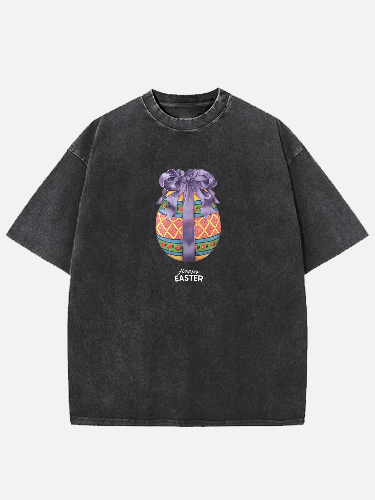 Men's Easter Cotton Round Neck Short Sleeve T-Shirt Easter Egg Ribbon Eleven Oasis
