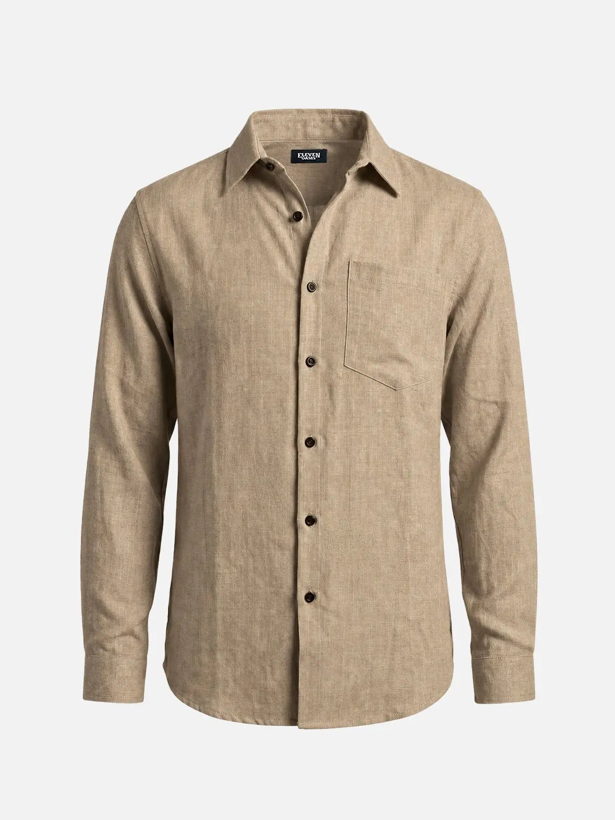 Men's Textured Linen-Look Pocket Long Sleeve Shirt Eleven Oasis