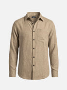 Men's Textured Linen-Look Pocket Long Sleeve Shirt Eleven Oasis