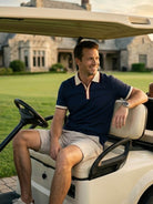 Men's Slim Fit Retro Tipped Collar Short Sleeve Polo Shirt Eleven Oasis