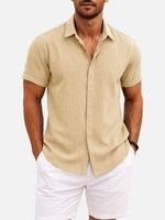 Men's Linen Cotton Blend Short Sleeve Shirt ElevenOasis