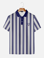 Men's Men Stripey Golf Club Short Sleeve Polo ShirtMens short sleeve shirts Big and tall Mens shirts Short sleeve shirts for men Mens 4xl shirts Casual short sleeve shirts