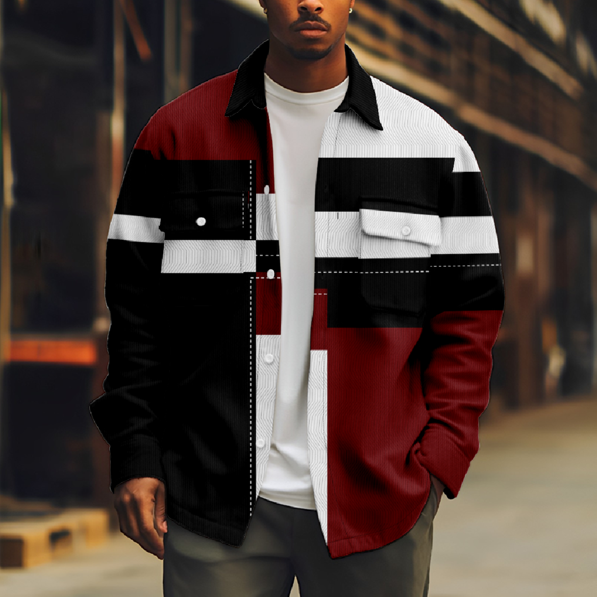 Men's Modern Everyday Striped Long Sleeve Shirt Eleven Oasis