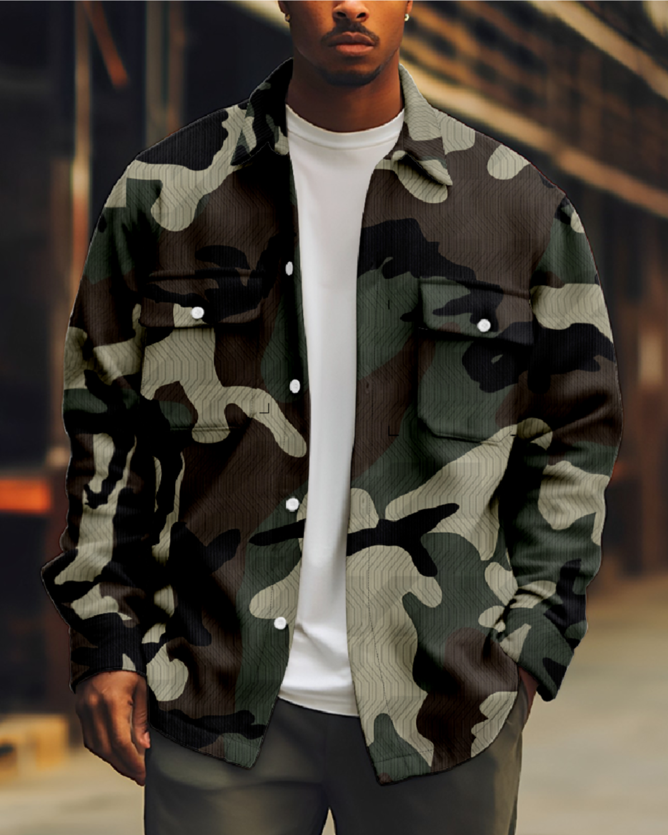 Men's Classic Camouflage Print Long Sleeve Shirt Eleven Oasis