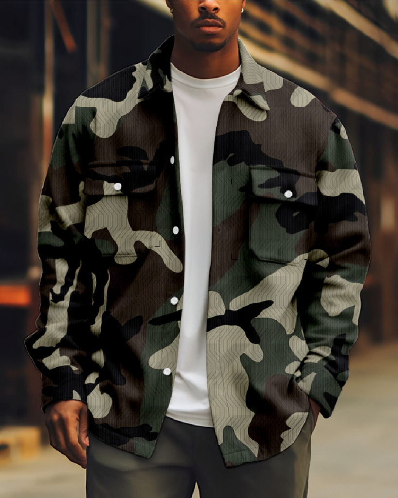 Men's Classic Camouflage Print Long Sleeve Shirt Eleven Oasis