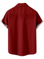 Men's Christmas Striped Santa Cut-Out Short Sleeve Shirt Eleven Oasis