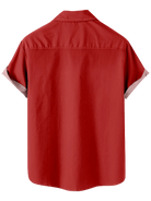 Men's Christmas Santa Hanging a Stocking Striped Short Sleeve Shirt Eleven Oasis