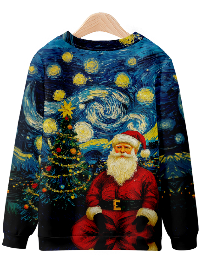 Van Gogh-Inspired Portrait of Santa Sweatshirt Eleven Oasis