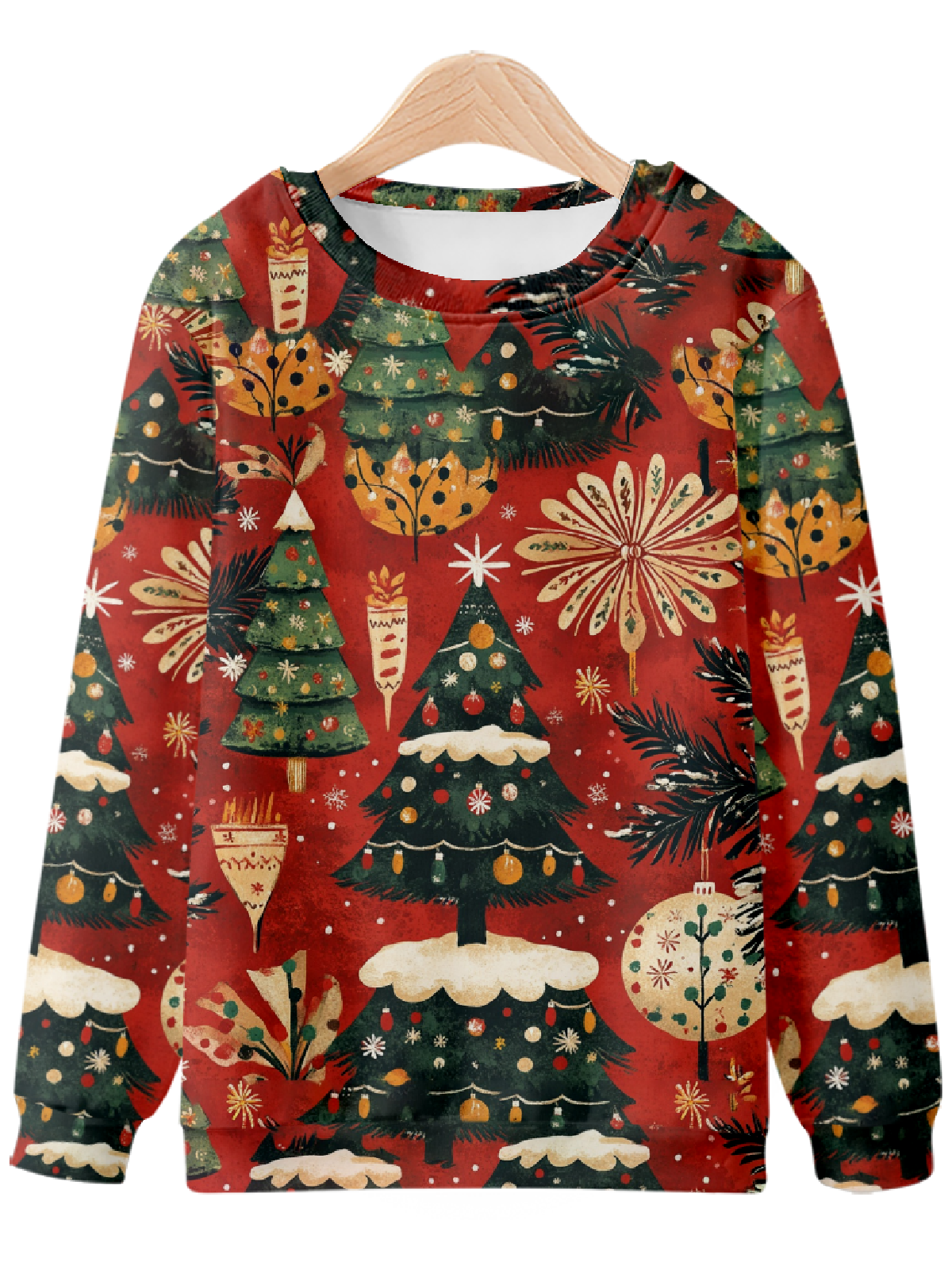 Christmas Card-Inspired Festive Christmas Trees Sweatshirt Eleven Oasis