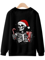 Festive Skeleton with Candy Cane Sweatshirt Eleven Oasis