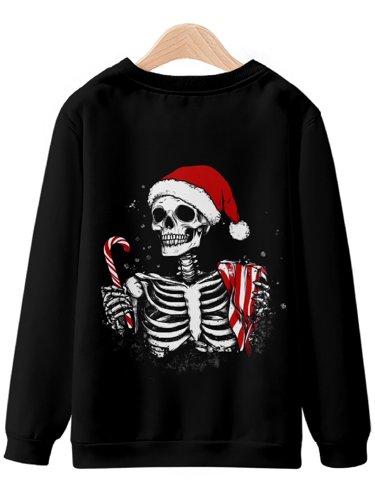 Festive Skeleton with Candy Cane Sweatshirt Eleven Oasis